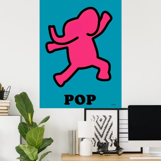 Elefante de arte pop Poster - Bailando rosado en V (Oficina en casa)