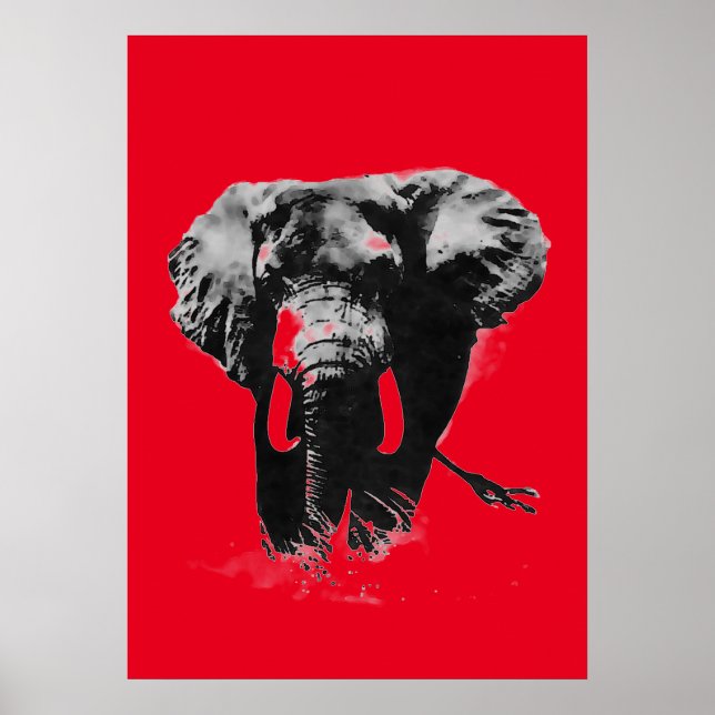 Elefante de arte pop rojo (Frente)