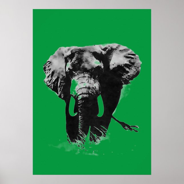 Elefante de arte pop verde (Frente)
