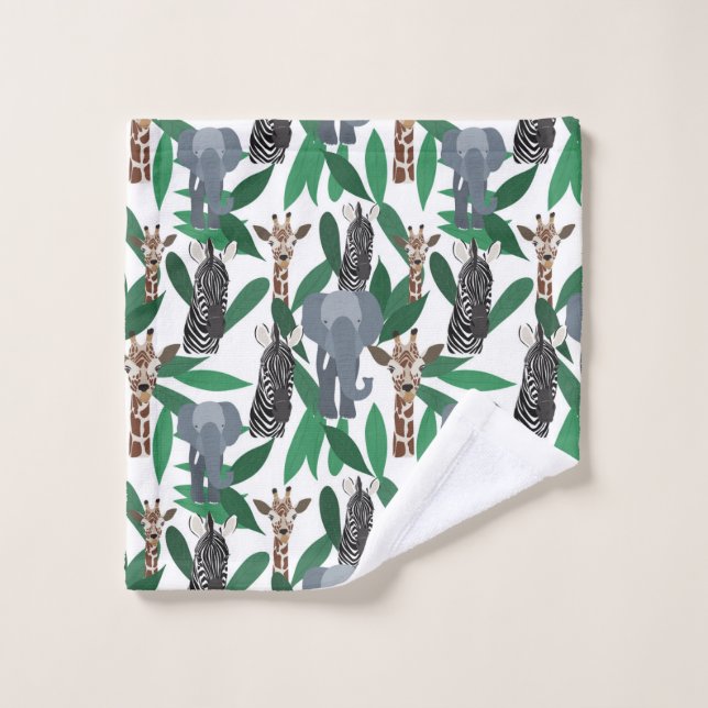Elefante de cebra jungla jirafa Safari Animales (Toallita)