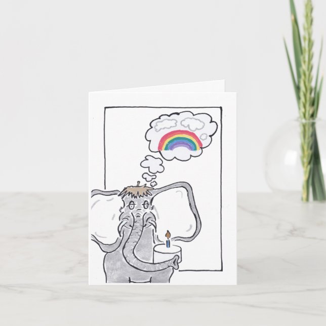 Elefante de cumpleaños, tarjeta de saludo de Recue (Anverso)