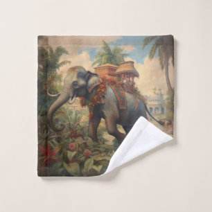 Elefante de escena botánica vintage con howdah