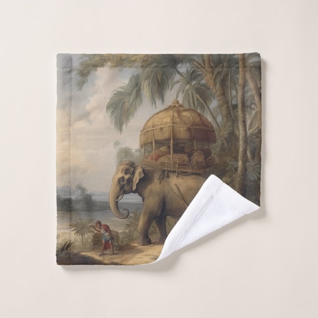 Elefante de escena botánica vintage con howdah tam (Toallita)