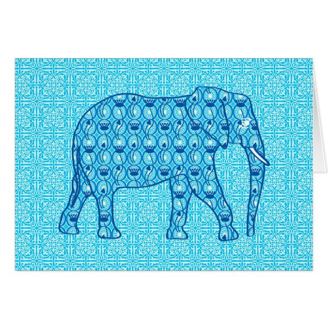 Elefante de flores de Lotus - turquesa (Anverso (Horizontal))