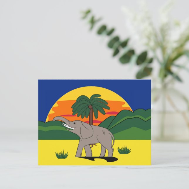 Elefante de la Costa de Oro y postal de la Palmera (Anverso de pie)