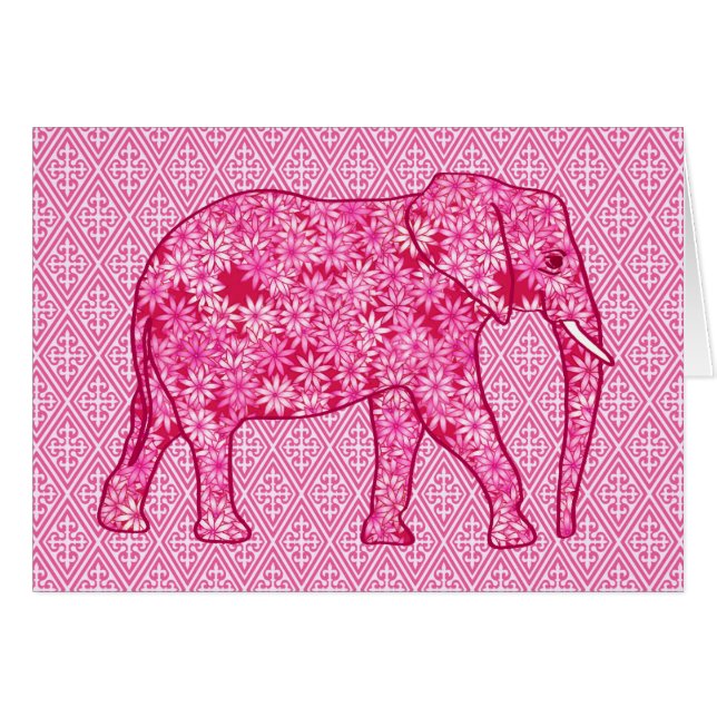 Elefante de las flores - rosa fucsia (Anverso (Horizontal))