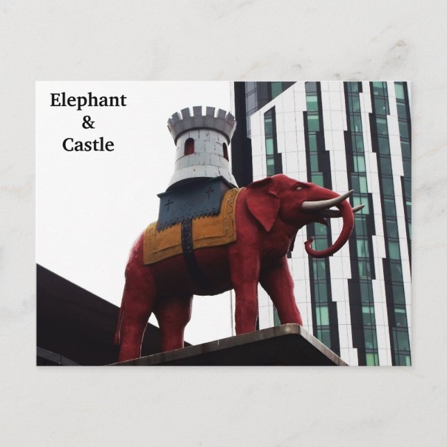 Elefante de Londres y postal del castillo (Anverso)