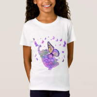Elefante de mariposa morada con camiseta con marip