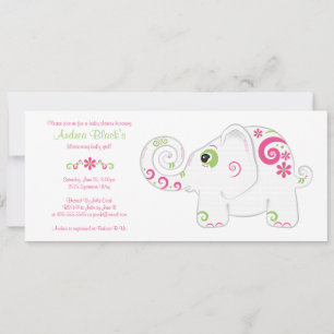 Elefante de moda en la invitación de Baby Shower a