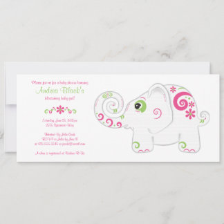 Elefante de moda en la invitación de Baby Shower a