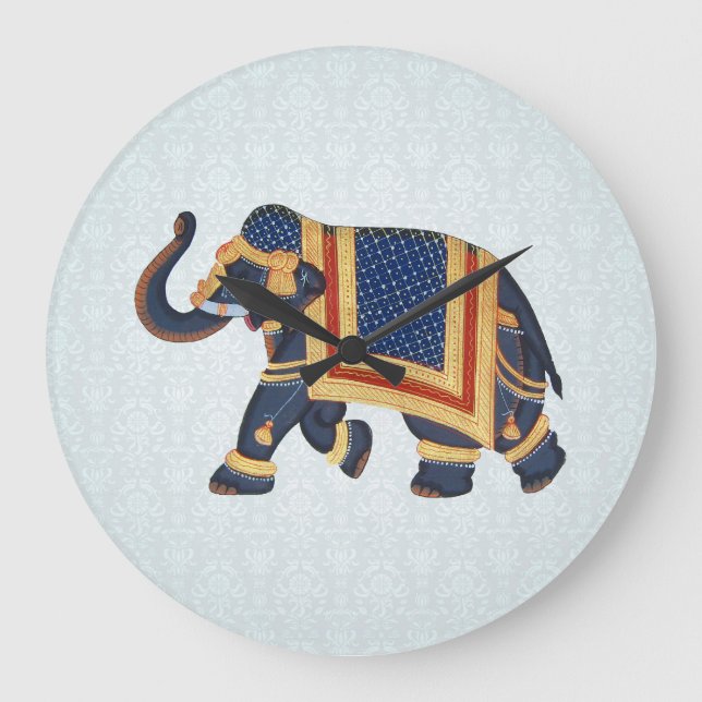 Elefante de oro azul del reloj de pared (Anverso)
