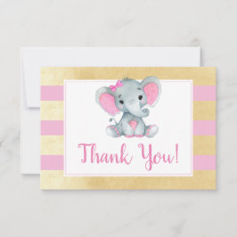 Elefante de Oro Rosado Gracias Ducha Tarjeta Cumpl