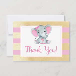 Elefante de Oro Rosado Gracias Ducha Tarjeta Cumpl