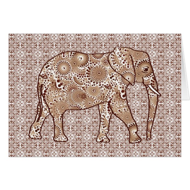 elefante de remolino fractal - marrón y taupe (Anverso (Horizontal))