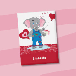 Elefante de San Valentín Rojo y Blanco Botón para 