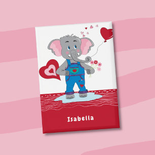 Elefante de San Valentín Rojo y Blanco Botón para 