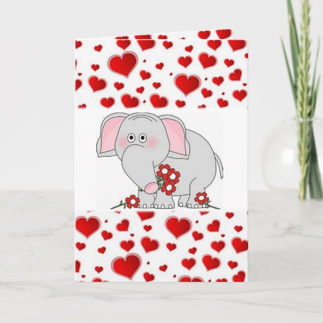 Elefante de tarjeta de saludo el día de San Valent (Anverso)
