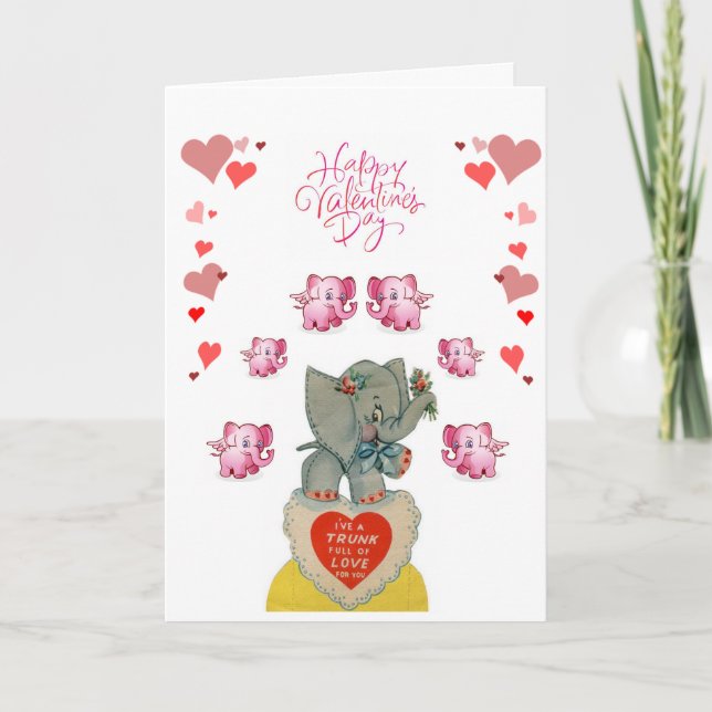 Elefante de tarjeta de saludo el día de San Valent (Anverso)