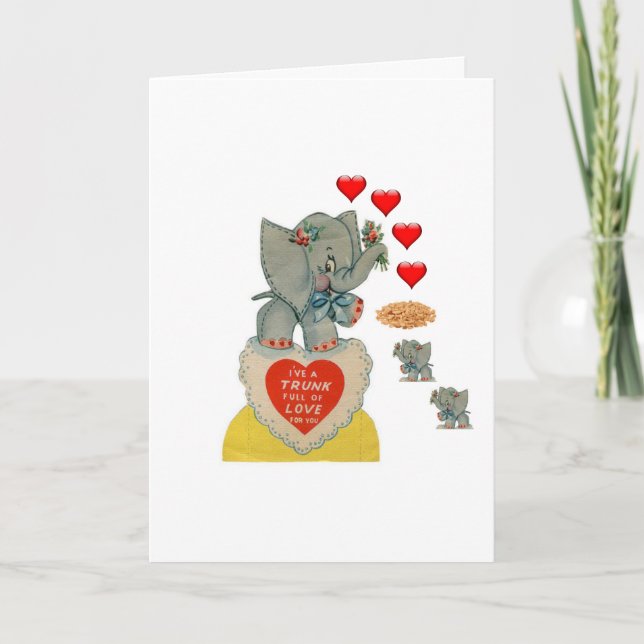 Elefante de tarjeta de saludo el día de San Valent (Anverso)