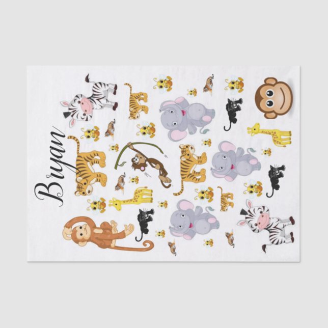 Elefante de tigres de mono de papel de tejidos (Anverso)