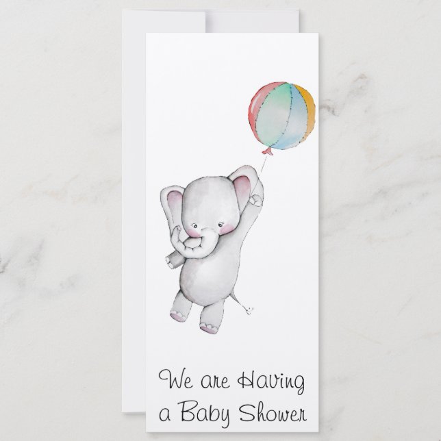 Elefante del bebé con la invitación de Baby Shower (Anverso)
