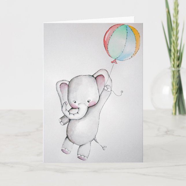 Elefante del bebé con la tarjeta de felicitación (Anverso)