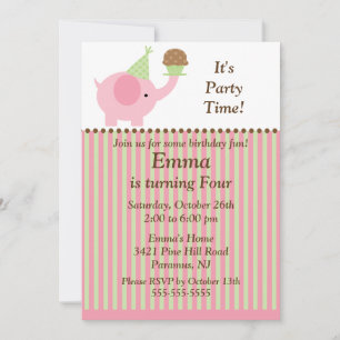 Elefante del bebé y invitación lindos del