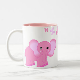 Elefante del bebé y taza rosados lindos de las