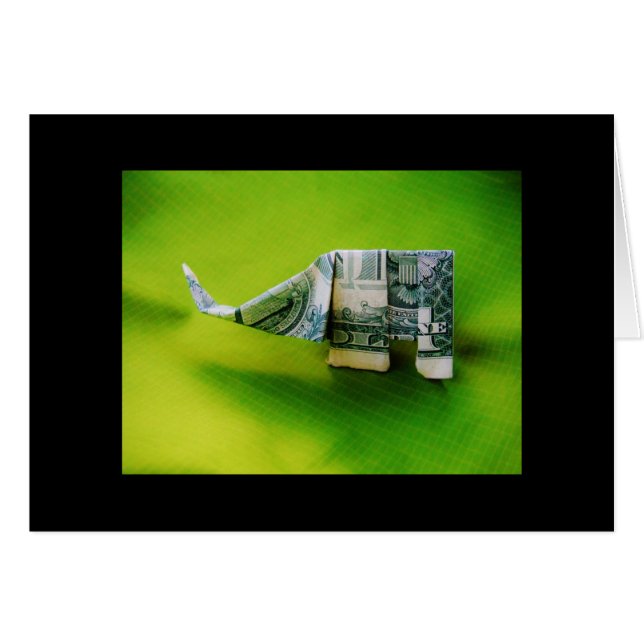 Elefante del origami de la factura del dólar sobre (Anverso (Horizontal))
