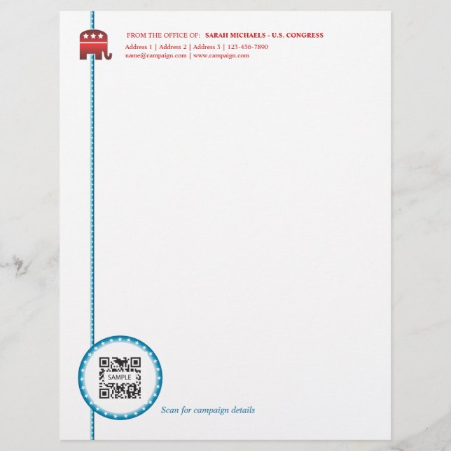 Elefante del republicano de la plantilla del papel (Anverso)