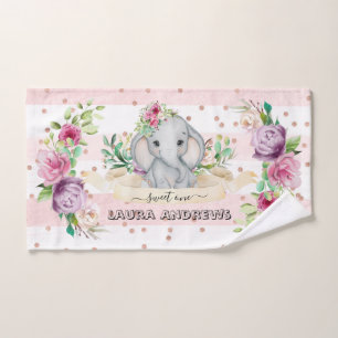 Elefante dulce de un bebé y flores Primer cumplea