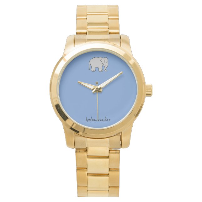 Elefante Embajador oro reloj metalizado (Anverso)
