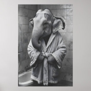 Elefante en Bata Estampado, Arte Divertido para Ba