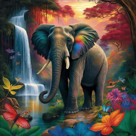 Elefante en el majestuoso paisaje rompecabezas