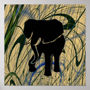 Elefante en el Poster de impresión de la jungla ab