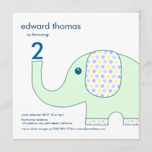 Elefante En Pasteles Invitaciones De Cumpleaños