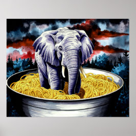 Elefante en Spaghetti Poster de arte en pared