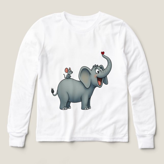 Elefante feliz y ratón pequeño - Camiseta para niñ (Diseño frontal)