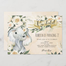 elefante floral onemaravilloso invitación para cum