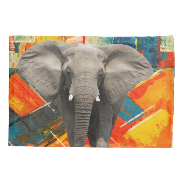 Elefante Funda de almohada Colores abstractos (Reverso)