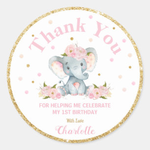 Elefante Gracias Pegatinas Labels Favores de cumpl
