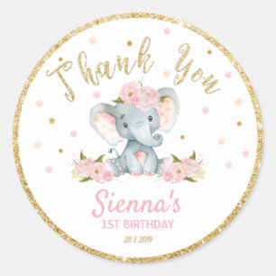 Elefante Gracias Pegatinas Labels Favores de cumpl