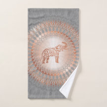 Elefante gris dorado Rosa Mandala