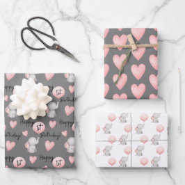 Elefante Hojas de papel de envolvimiento de cumple