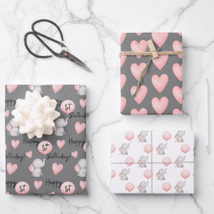 Elefante Hojas de papel de envolvimiento de cumple