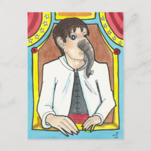 Elefante hombre Circus Side Mostrar postal de arte