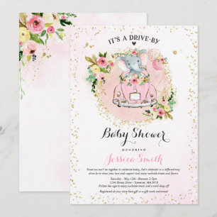 Elefante Impulso Por Invitación Baby Shower Rosa
