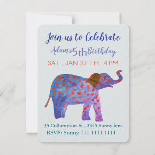Elefante, invitación al cumpleaños del niño