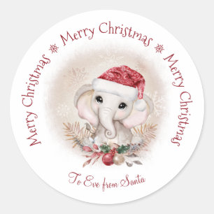 Elefante lindo bebé Navidades Ronda Pegatina