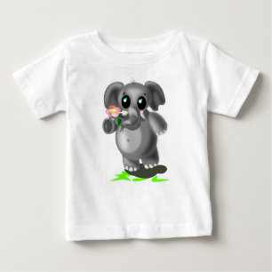 Elefante lindo con la camiseta del bebé florido